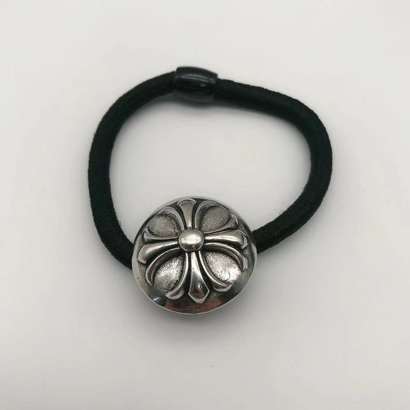 Make old vintage cross leather band Chrome Hearts sterling silver 925 scrunchie - Picture 5 of 8